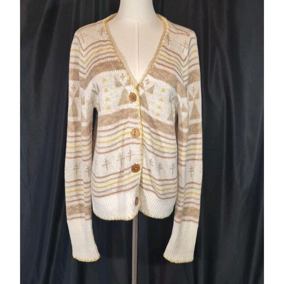 Faherty Womens Yellowtail Dragon Fly Path B Homeland Cardigan Sweater Medium - Picture 3 of 9